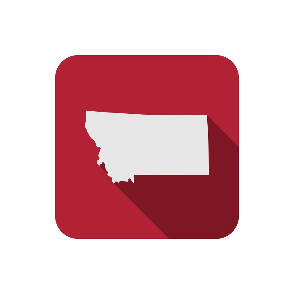 Montana state square map with long shadow vector