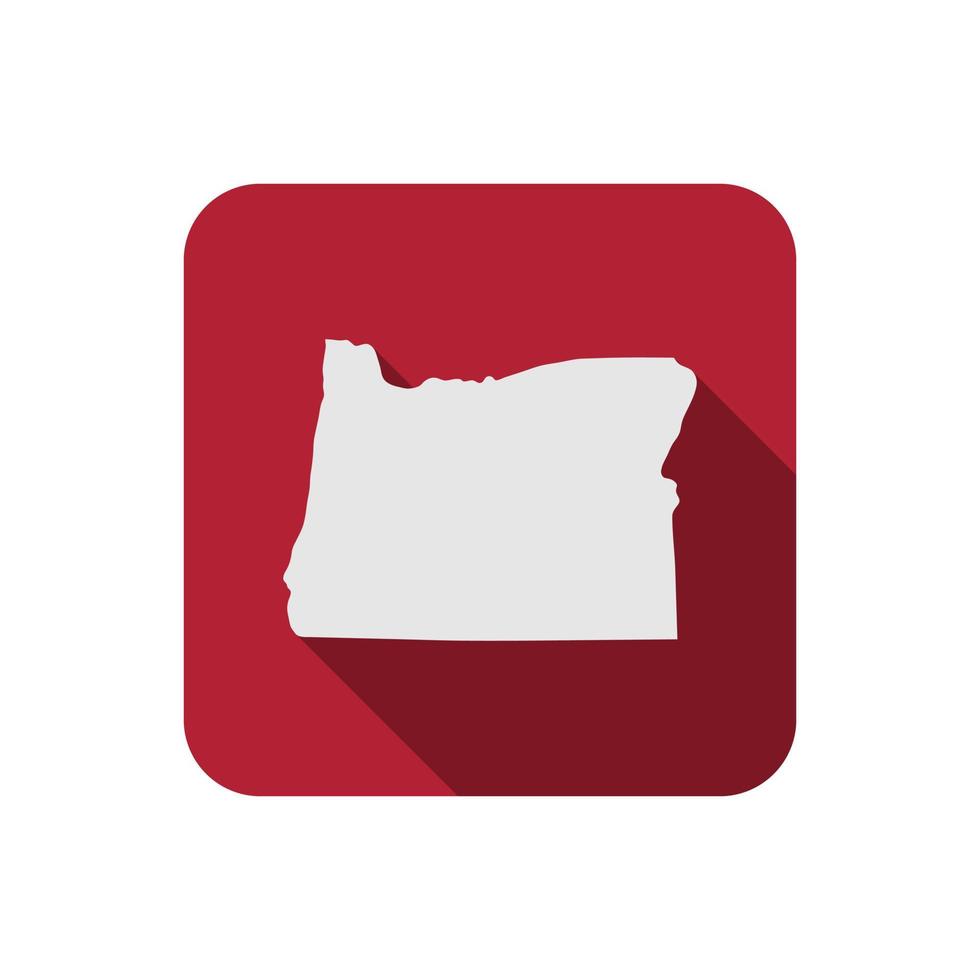 Oregon state square map with long shadow vector
