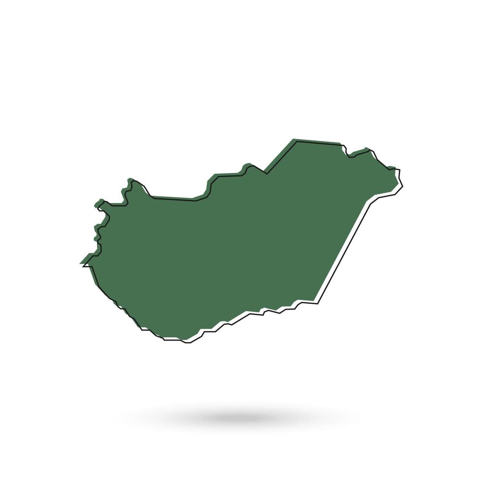 Vector Illustration of the green Map of Hungary on White Background