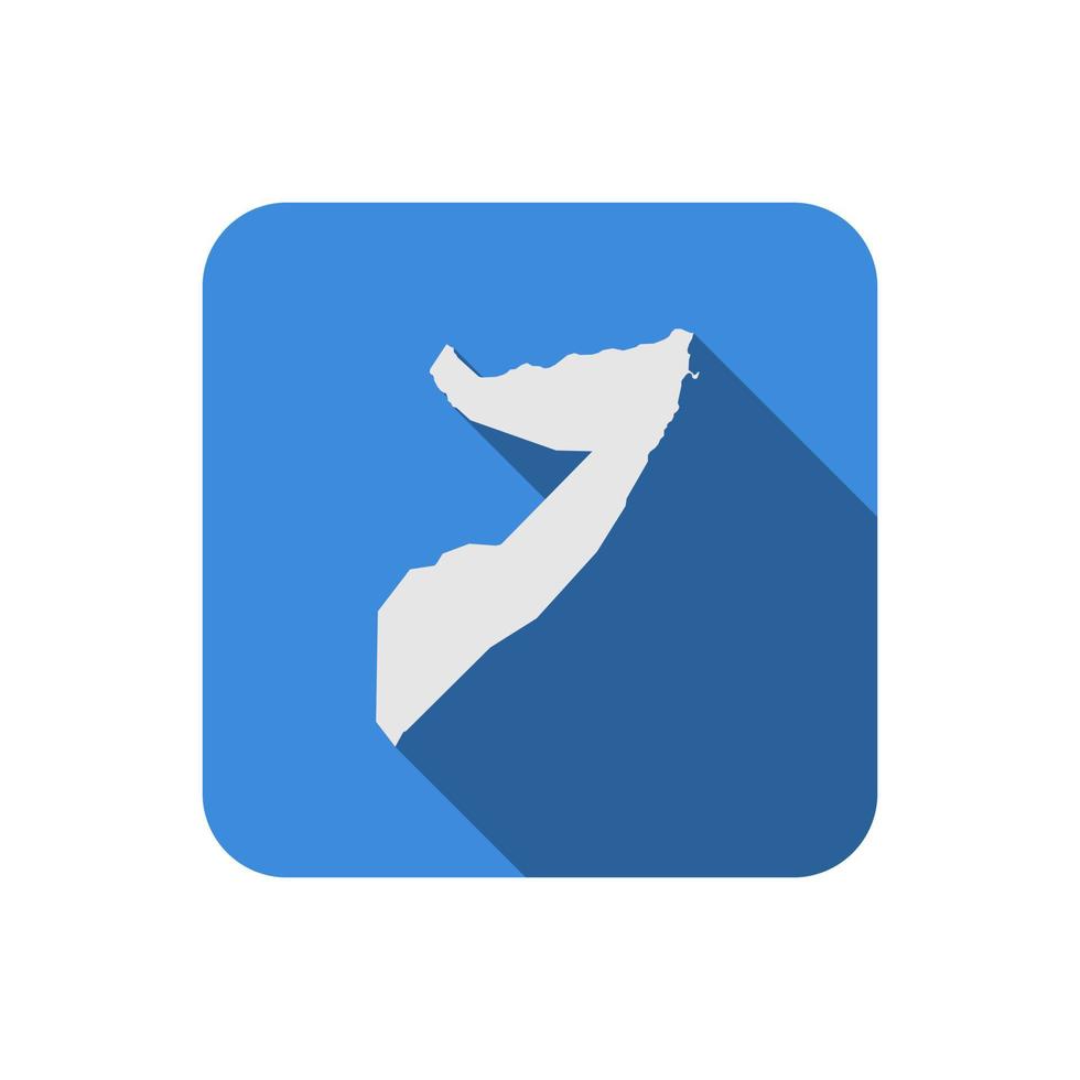 Map of Somalia on Blue square with long shadow vector
