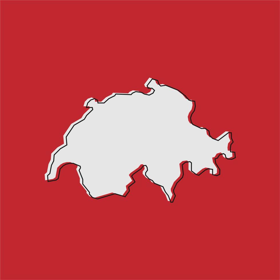 Vector Illustration of the Map of Switzerland on red Background