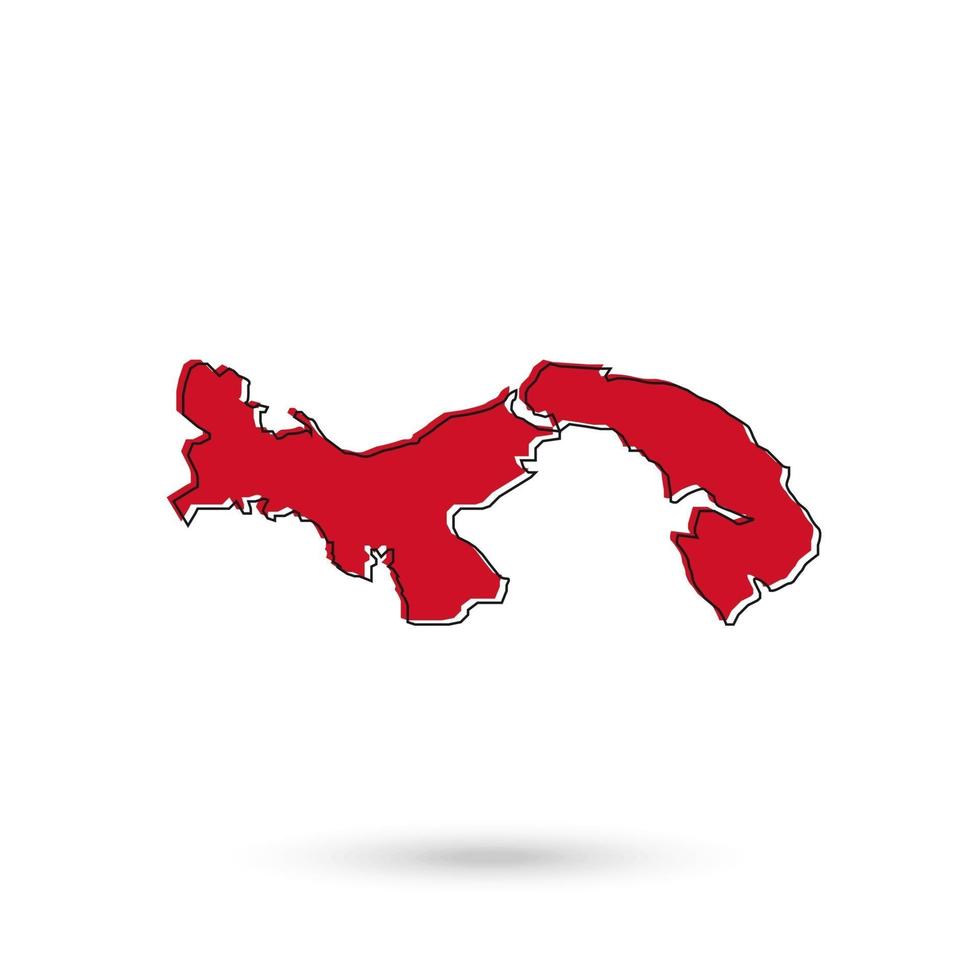 Panamá mapa rojo sobre fondo blanco. vector