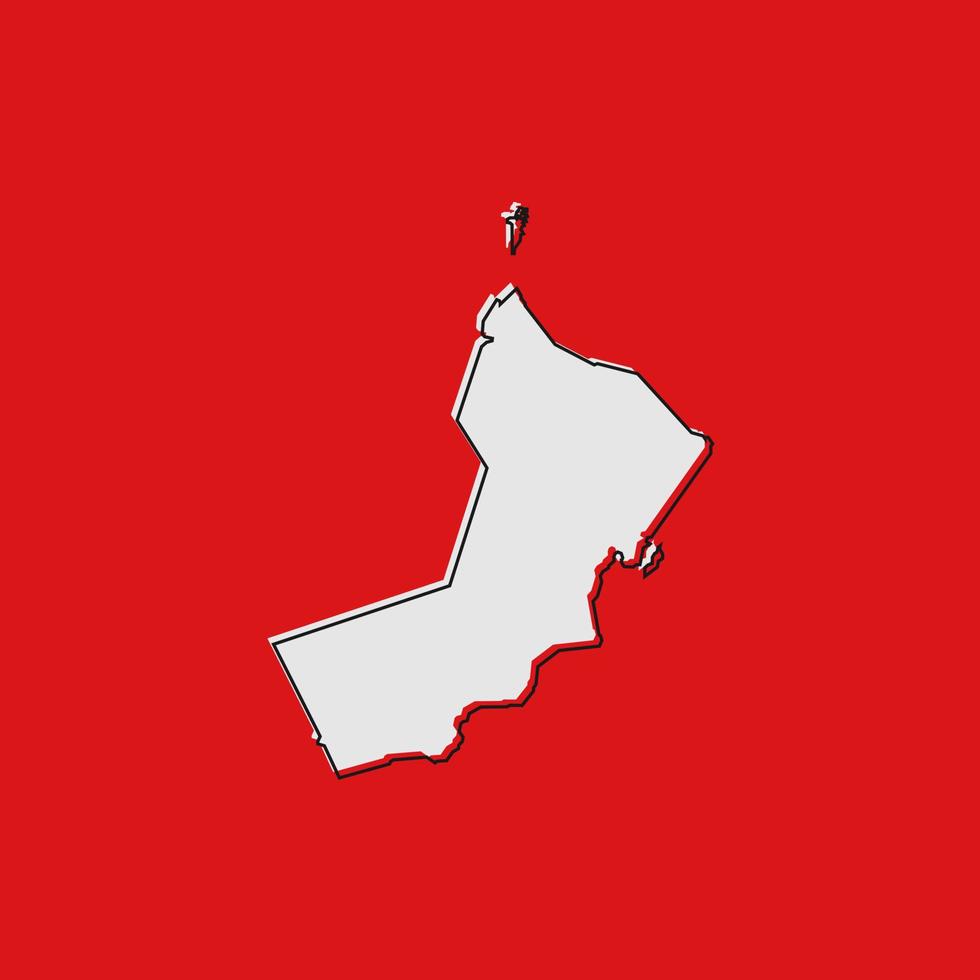 Vector Illustration of the Map of Oman on red Background