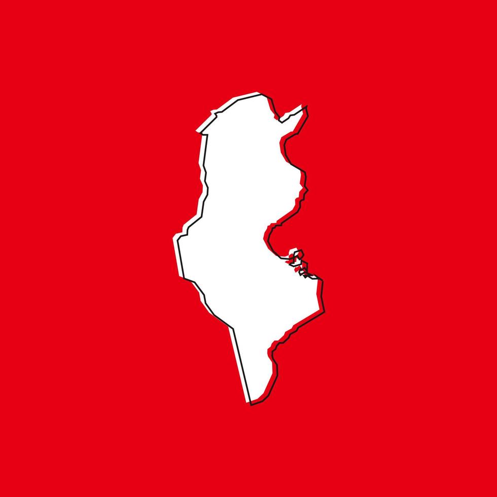 Vector Illustration of the Map of Tunisia on red Background
