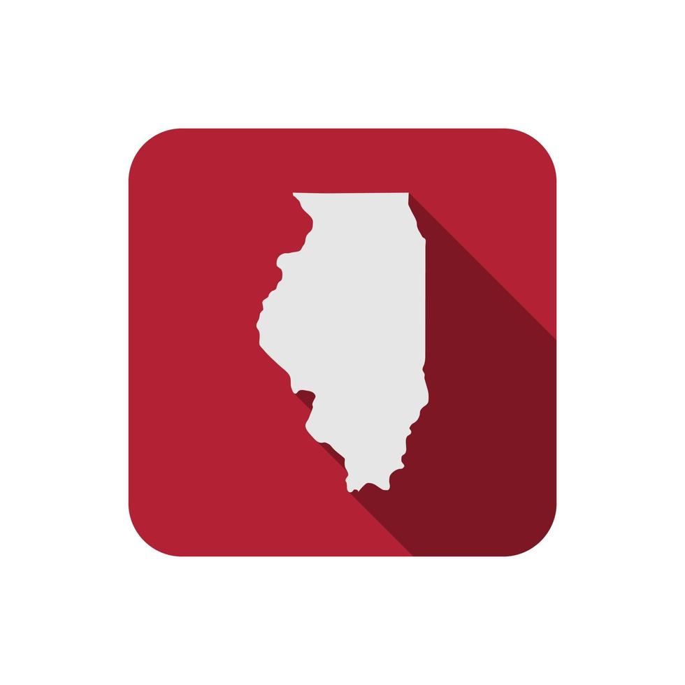 Illinois state square map with long shadow vector