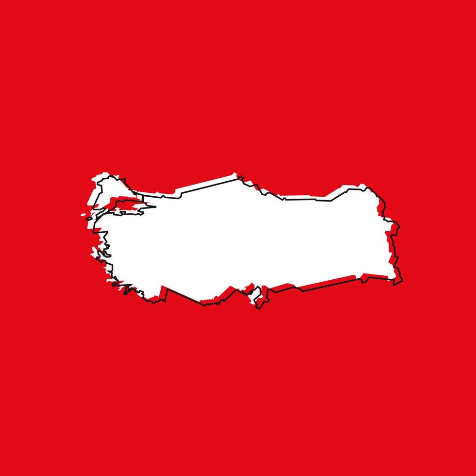 Vector Illustration of the Map of Turkey on red Background