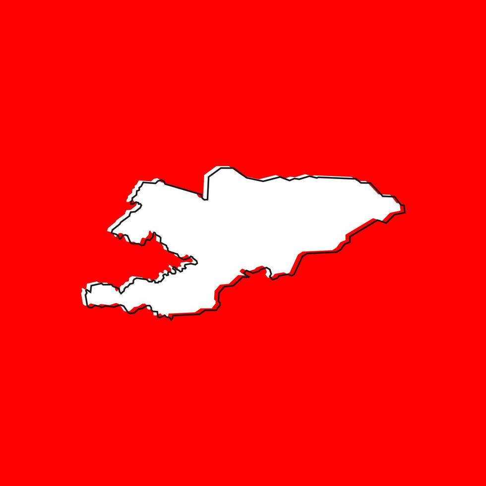 Vector Illustration of the Map of Kyrgyzstan on red Background