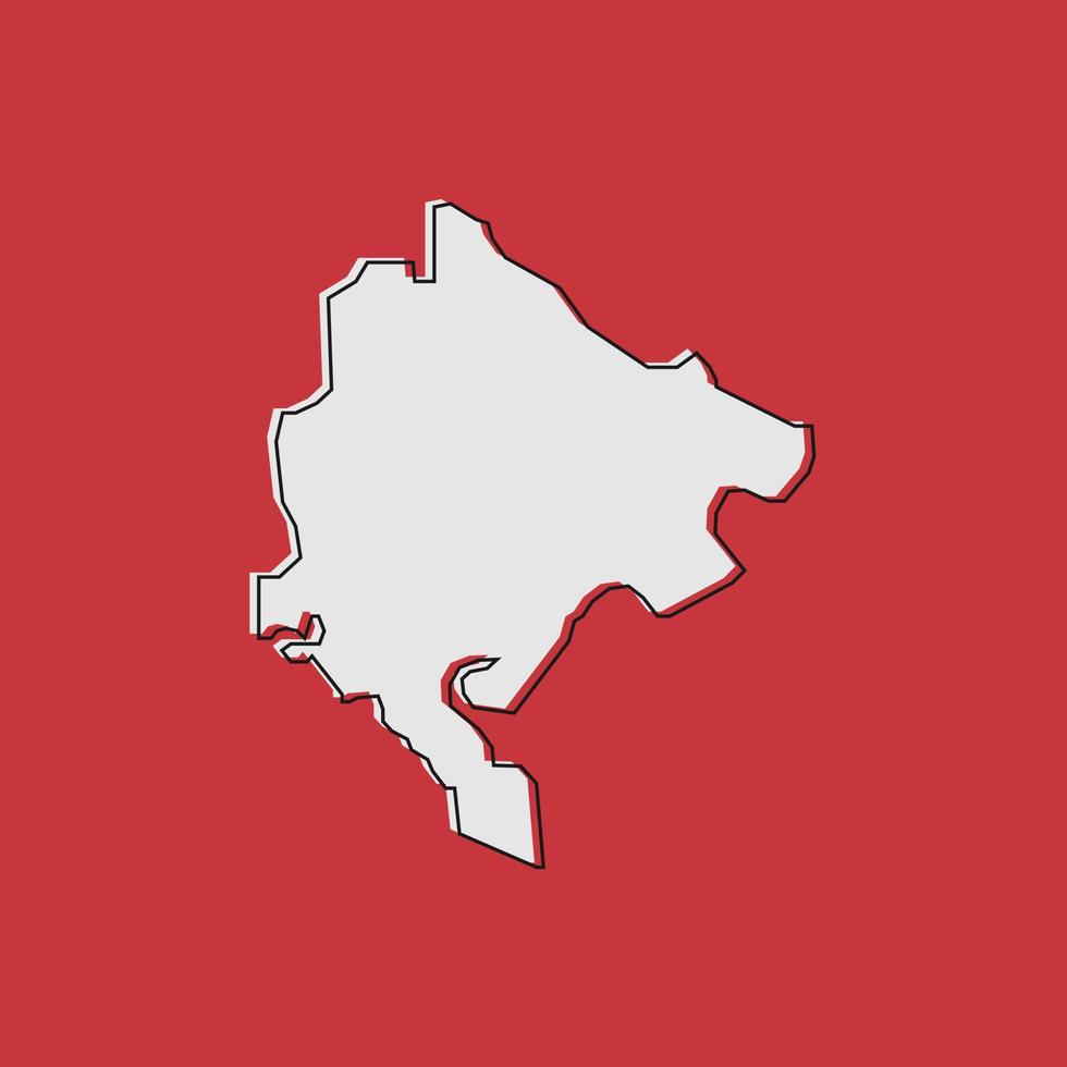 Vector Illustration of the Map of Montenegro on red Background