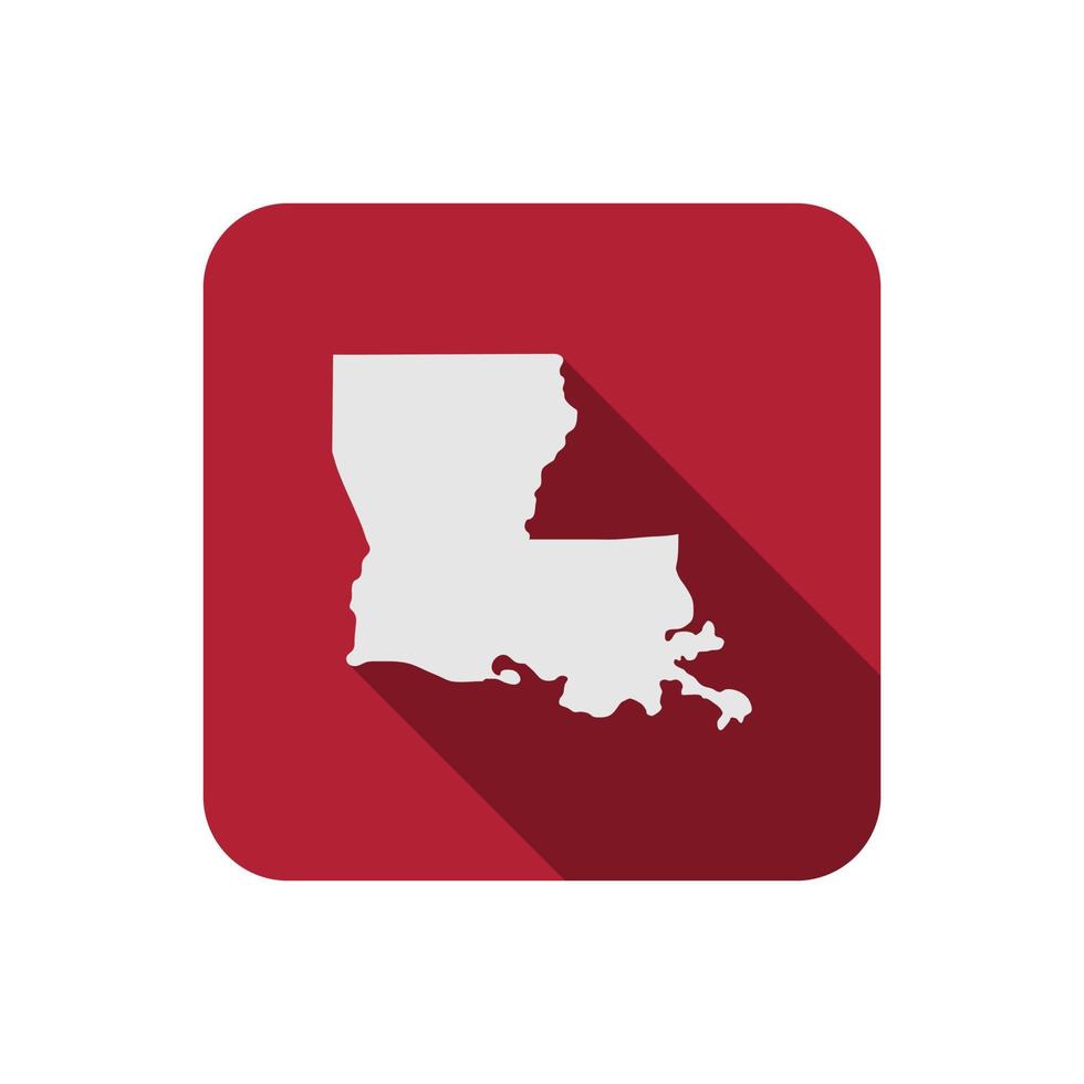 Louisiana state square map with long shadow vector