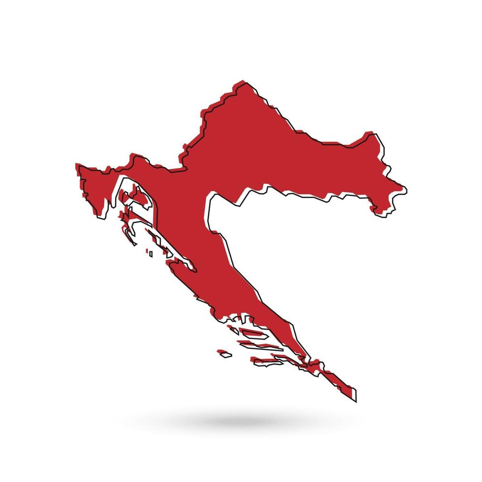 Vector Illustration of the red Map of Croatia on White Background