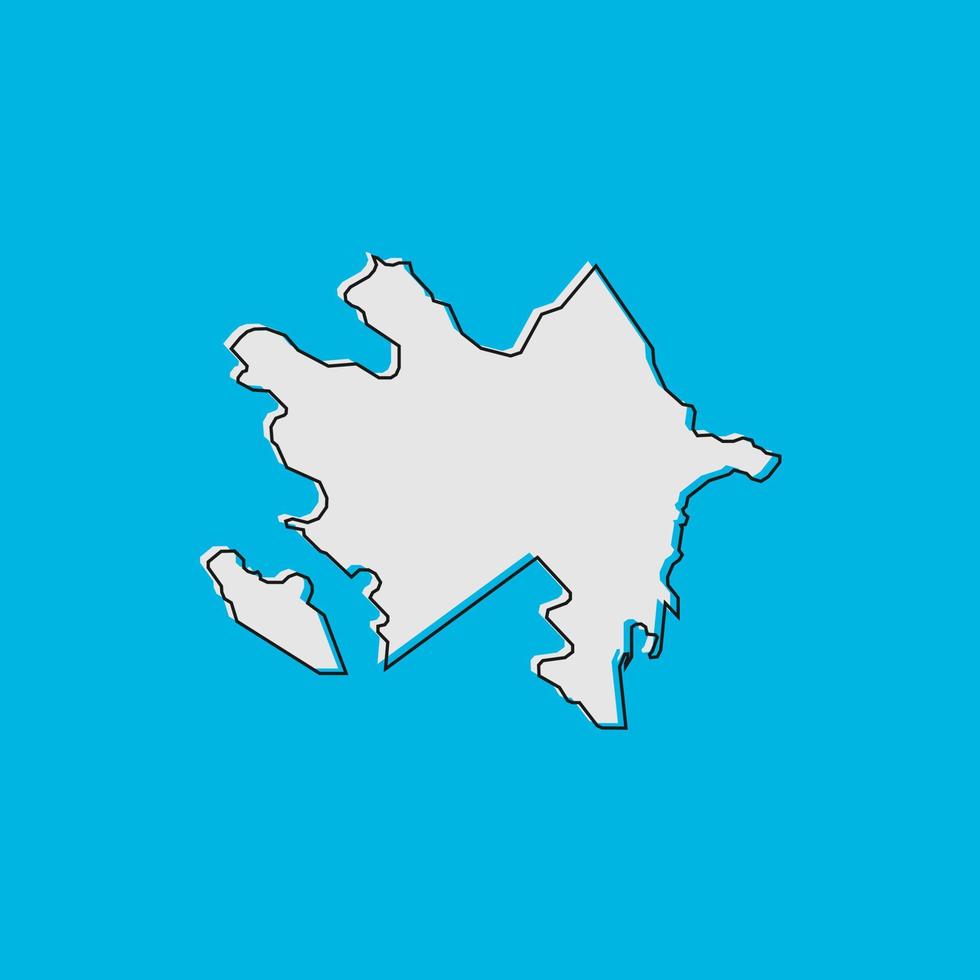 Vector Illustration of the Map of Azerbaijan on Blue Background