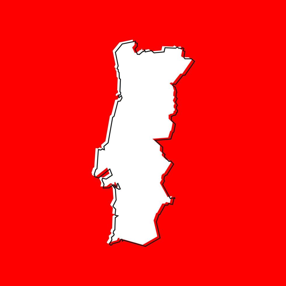 Portugal Map Isolated on red Background. vector