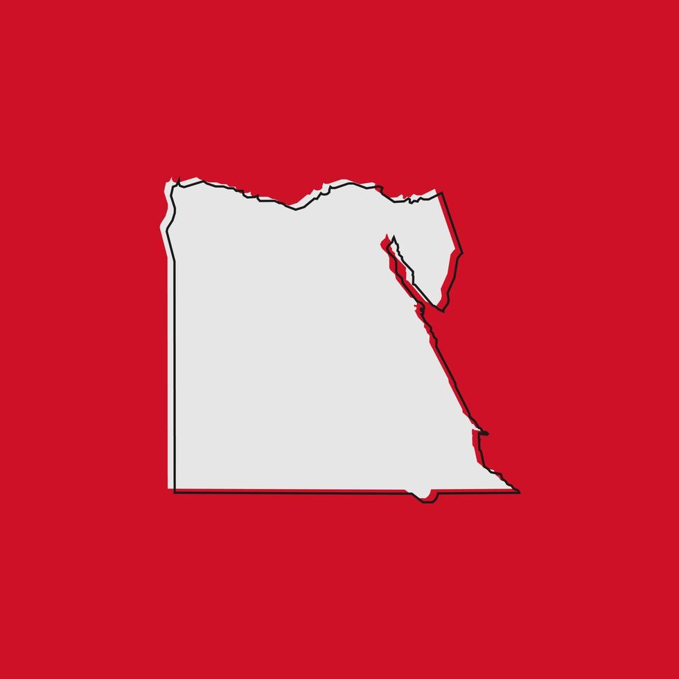 Vector Illustration of the Map of Egypt on red Background