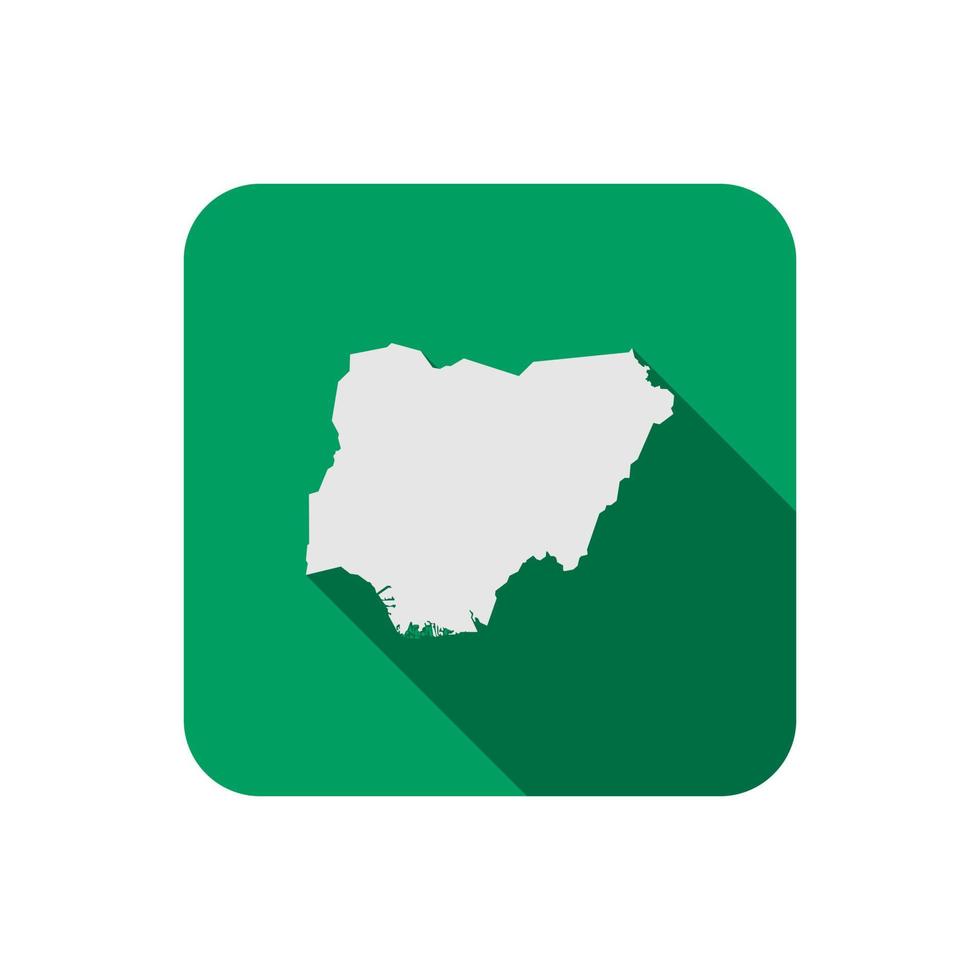 Mapa de Nigeria en el cuadrado verde con una larga sombra vector