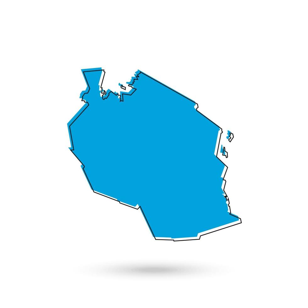Vector Illustration of the Blue Map of Tanzania on White Background