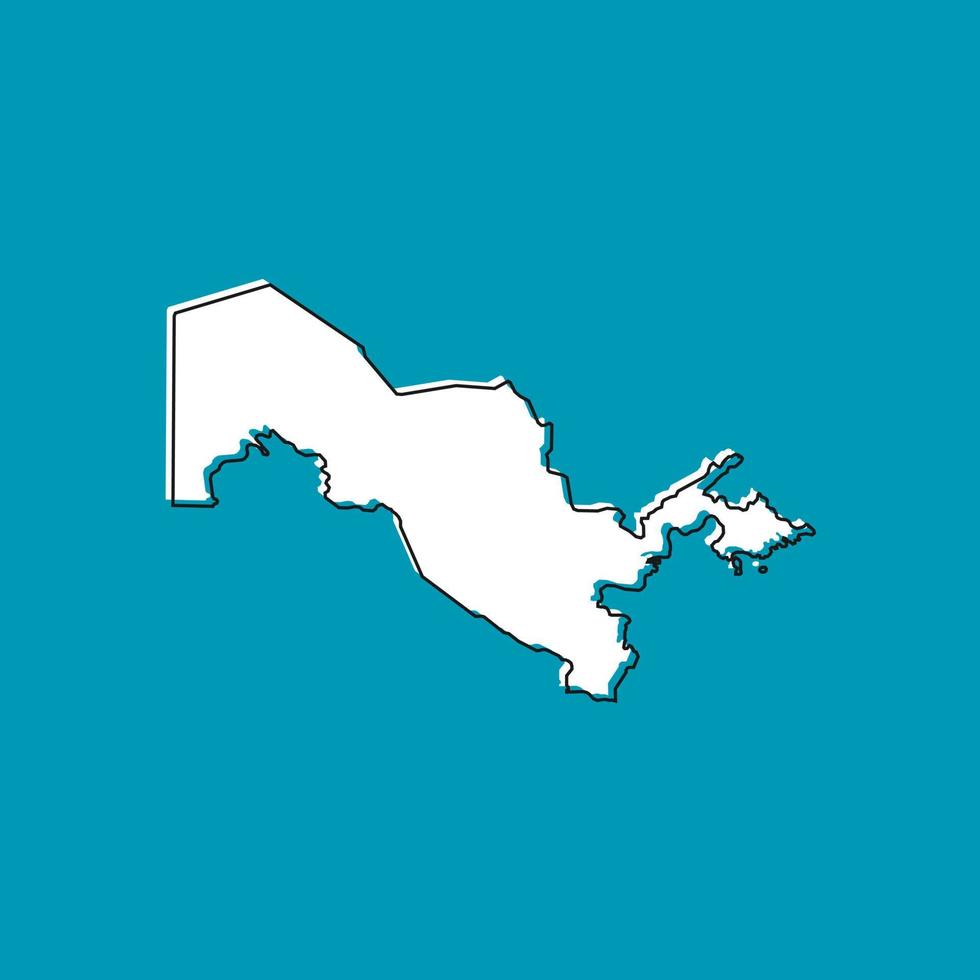 Vector Illustration of the Map of Uzbekistan on Blue Background