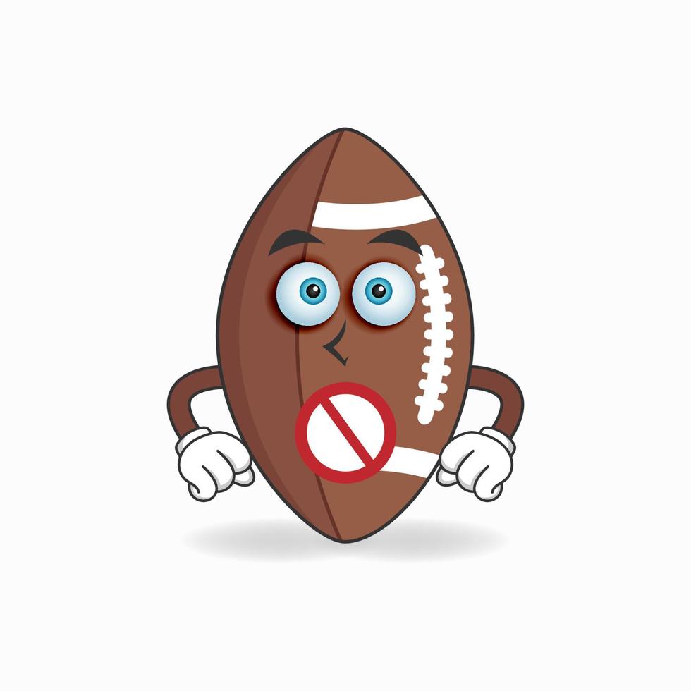 The American Football mascot character with a speechless expression. vector illustration
