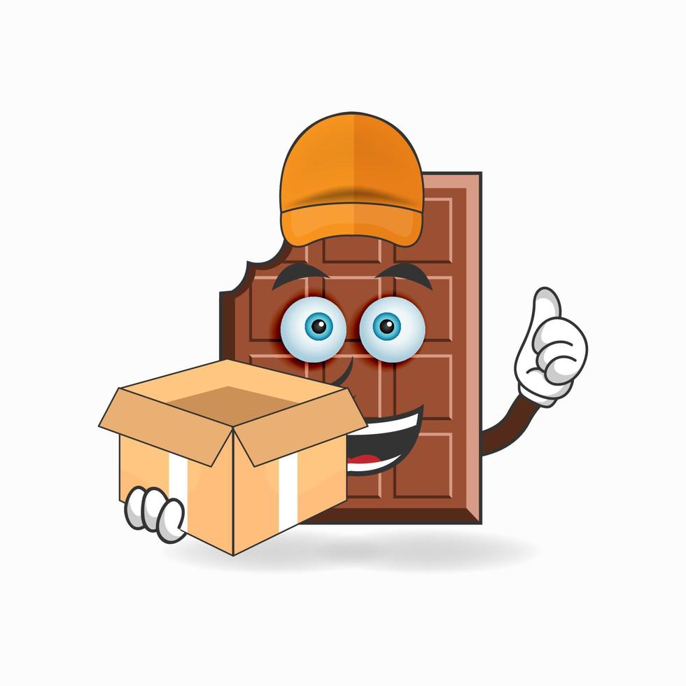 el personaje de la mascota del chocolate es un repartidor. ilustración vectorial vector