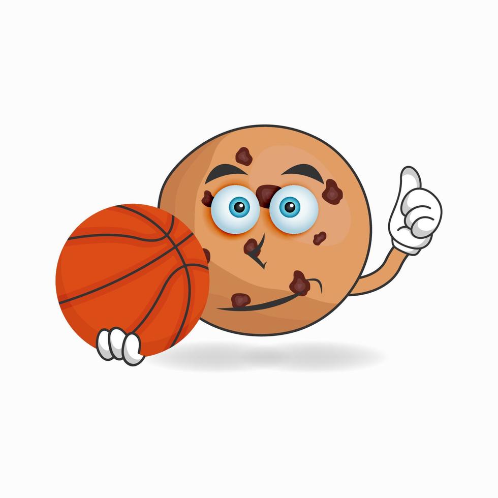 el personaje de la mascota de las galletas se convierte en jugador de baloncesto. ilustración vectorial vector