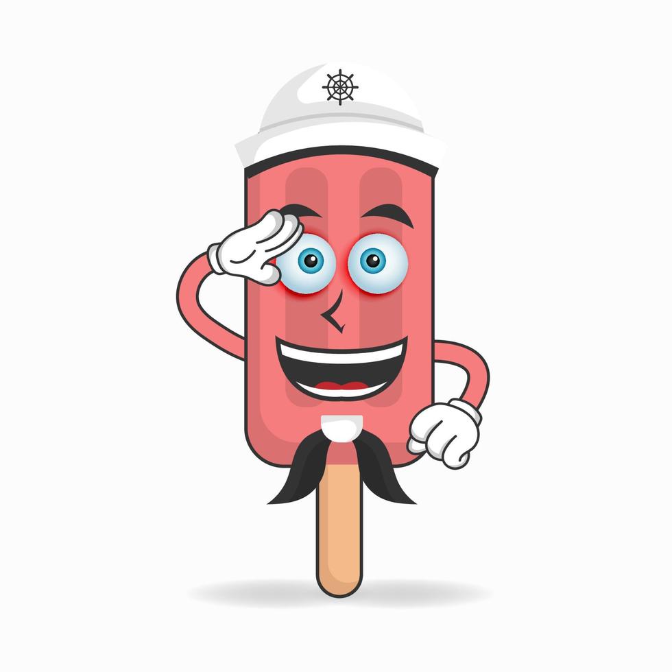 The Red Ice Cream mascot character becomes a sailor. vector illustration