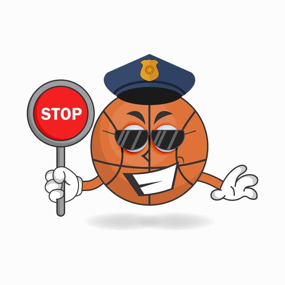 The Basketball mascot character becomes a policeman. vector illustration