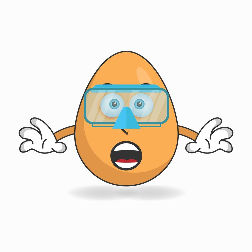 el personaje de la mascota del huevo está buceando. ilustración vectorial vector