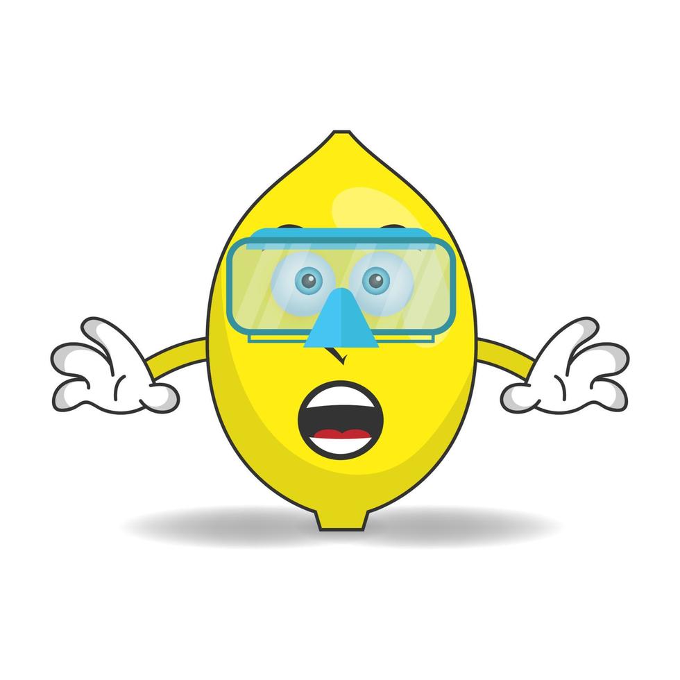 The Lemon mascot character is diving. vector illustration