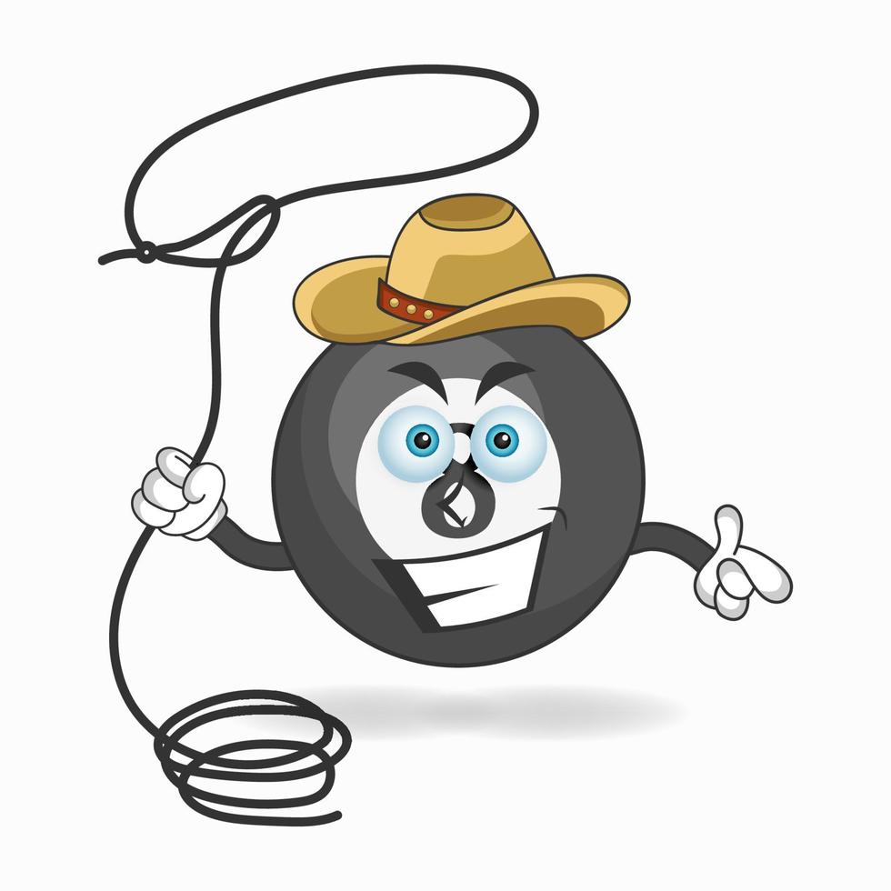 The Billiard ball mascot character becomes a cowboy. vector illustration