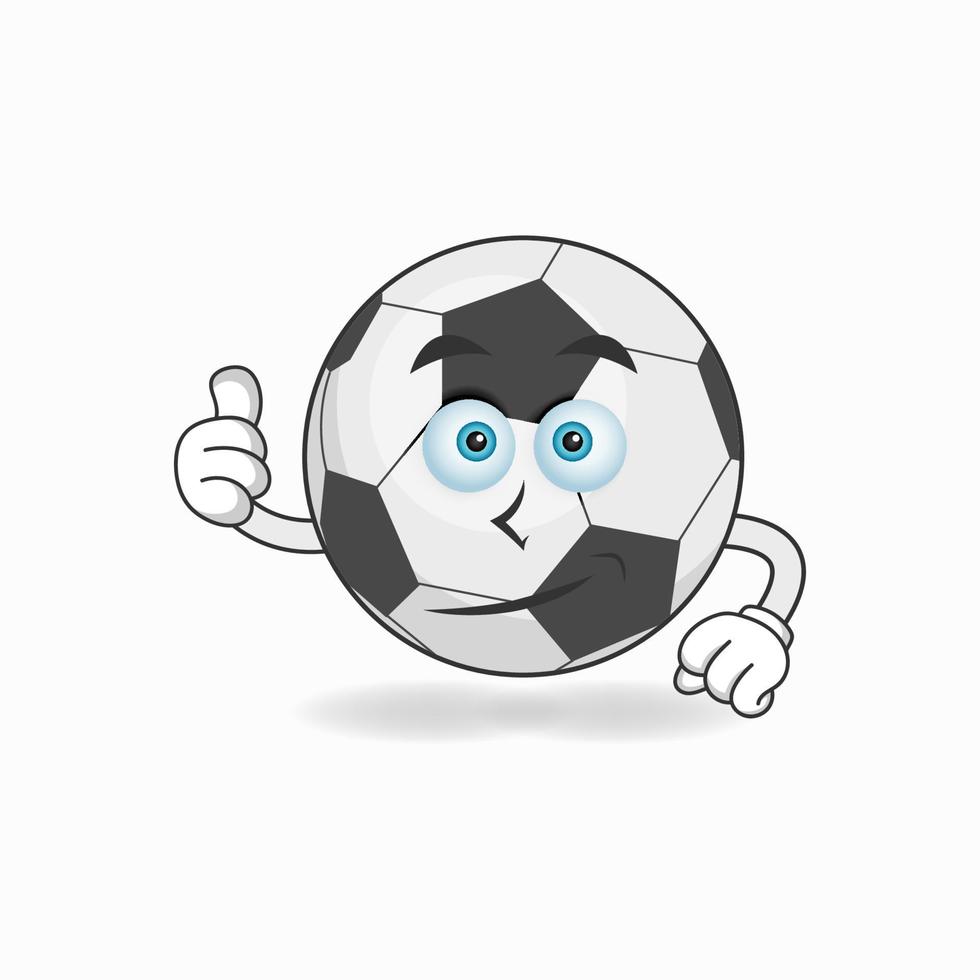 personaje de mascota de balón de fútbol con pulgares arriba traer. ilustración vectorial vector