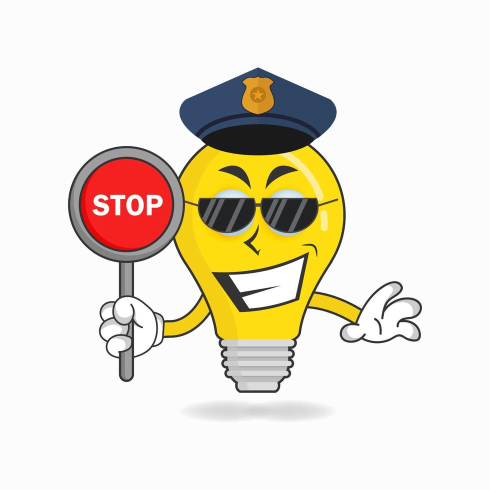 The Bulb mascot character becomes a policeman. vector illustration