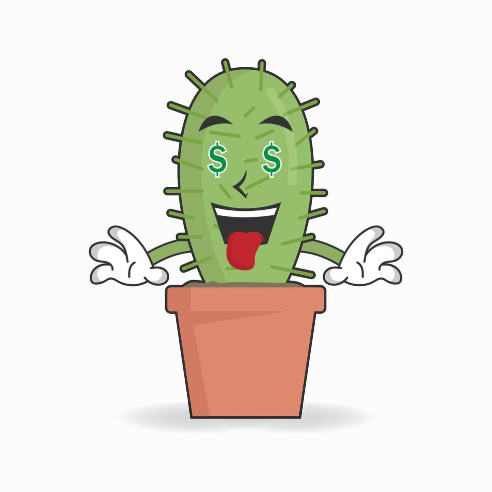 Cactus mascot character with money making expression. vector illustration