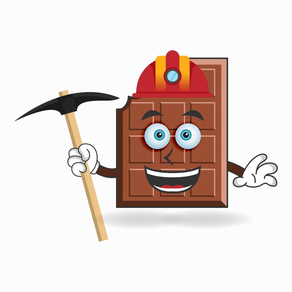 el personaje de la mascota del chocolate se convierte en minero. ilustración vectorial vector