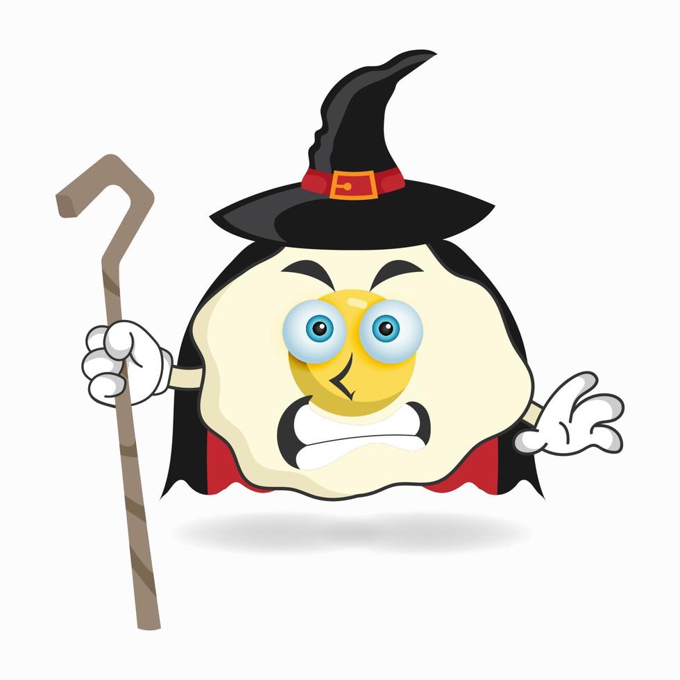 The Egg mascot character becomes a magician. vector illustration