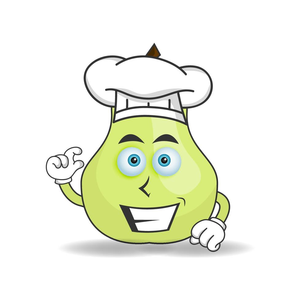 The Guava mascot character becomes a chef. vector illustration