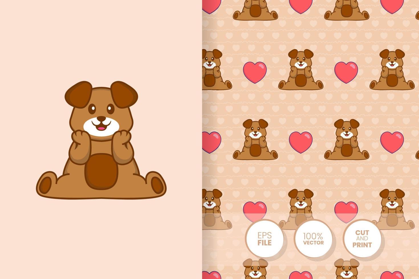 Cute dog cartoon character. seamless pattern background. vector