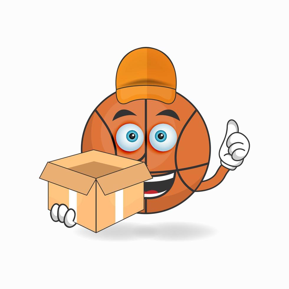 The Basketball mascot character is a delivery person. vector illustration