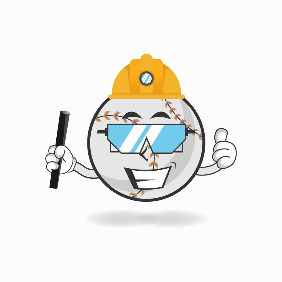 el personaje de la mascota del béisbol se convierte en un oficial de minería. ilustración vectorial vector