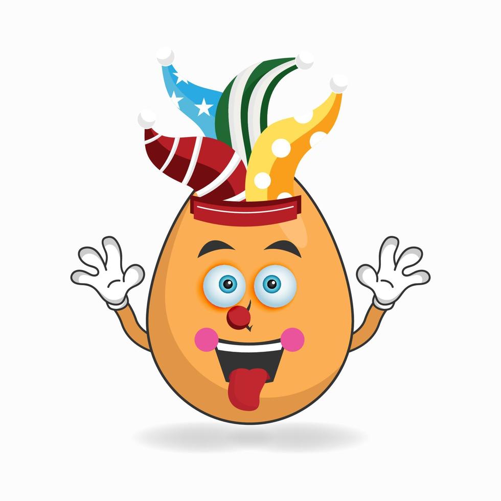 The Egg mascot character becomes a clown. vector illustration