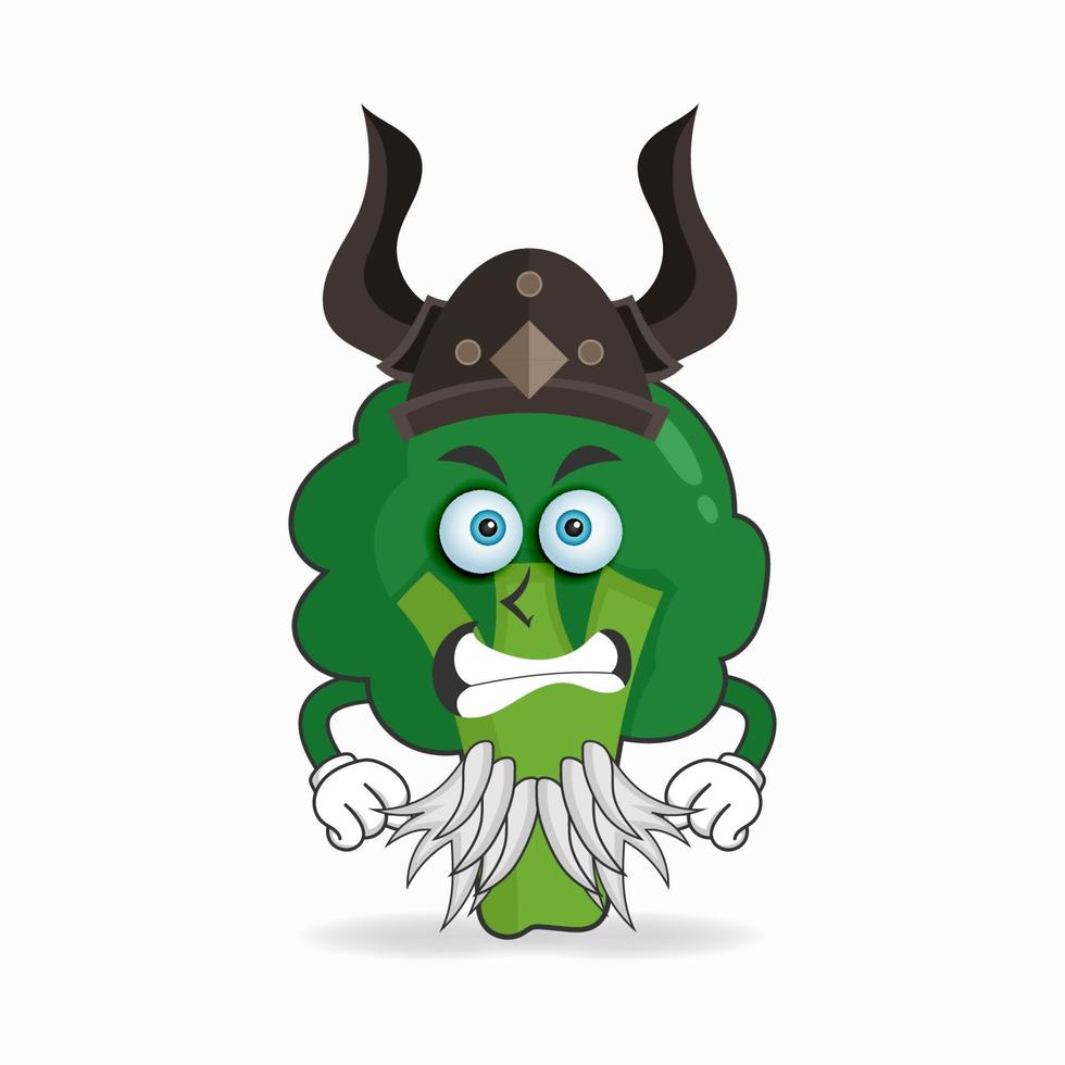 The Broccoli mascot character becomes a fighter. vector illustration