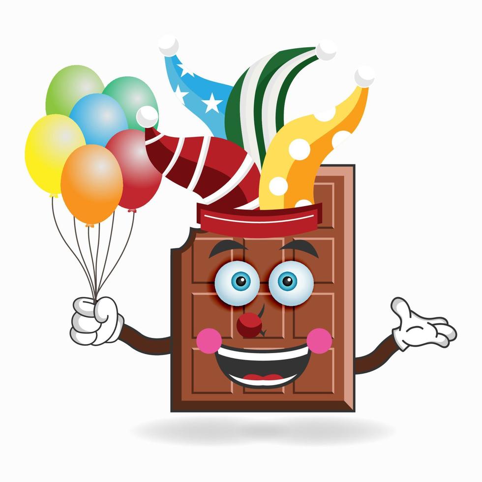 The Chocolate mascot character becomes a clown. vector illustration
