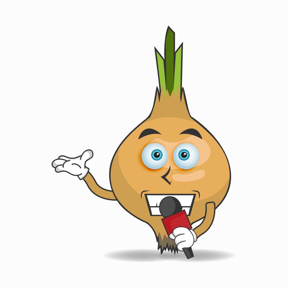 The Onion mascot character becomes a host. vector illustration