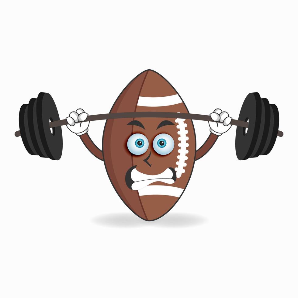 American Football mascot character with fitness equipment. vector illustration