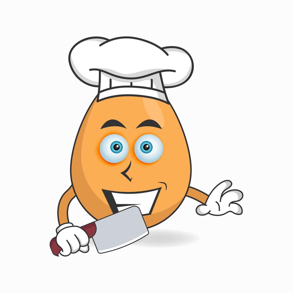 The Egg mascot character becomes a chef. vector illustration