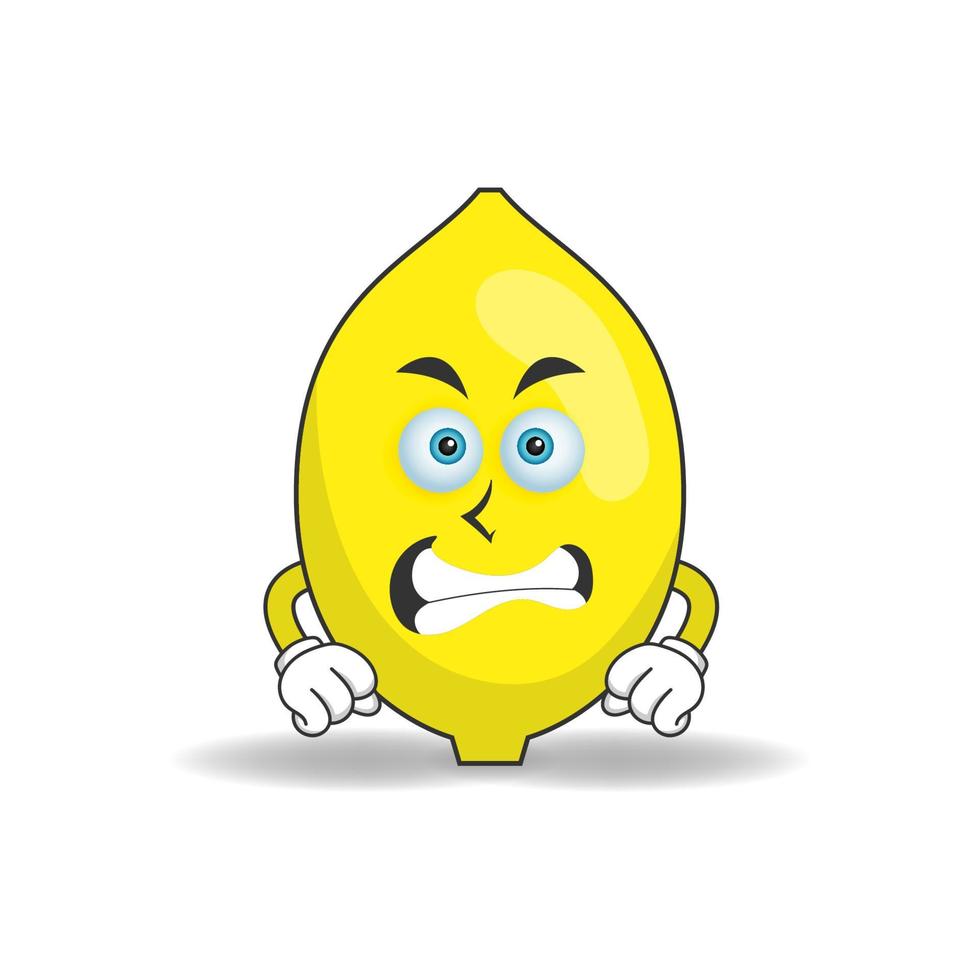 Lemon mascot character with angry expression. vector illustration