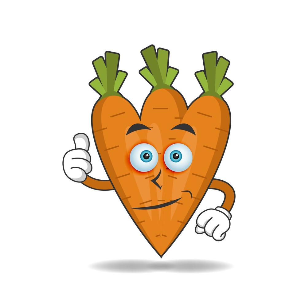 Carrot mascot character with thumbs up bring. vector illustration