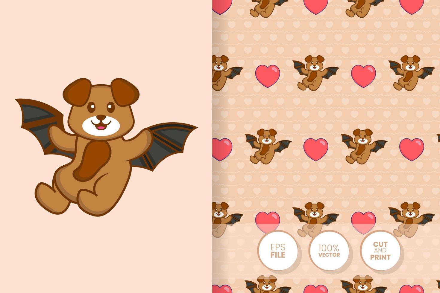 Cute dog cartoon character. seamless pattern background. vector