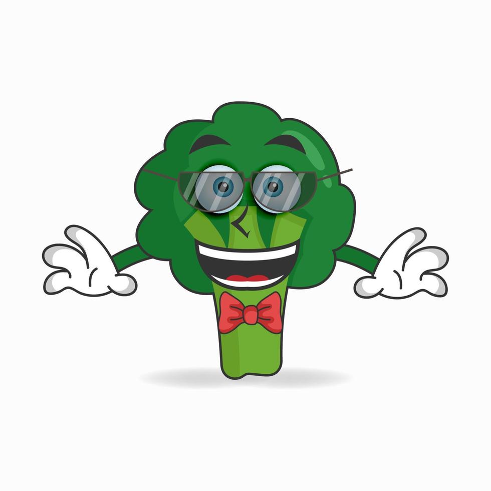 el personaje de la mascota del brócoli se convierte en un hombre de negocios. ilustración vectorial vector