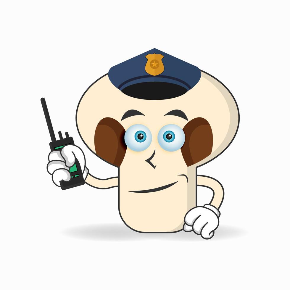 el personaje de la mascota de las setas se convierte en policía. ilustración vectorial vector