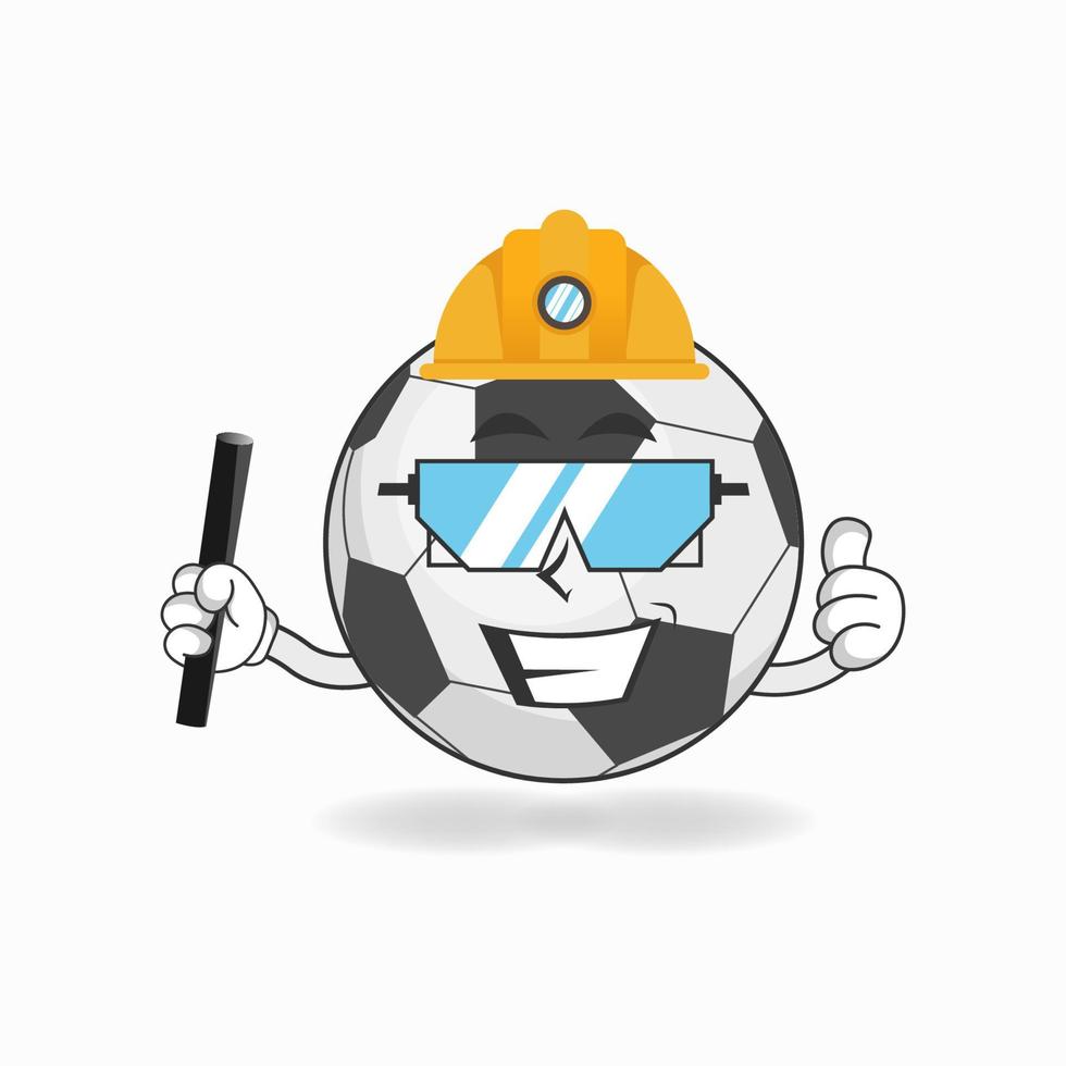 The Soccer Ball mascot character becomes a mining officer. vector illustration