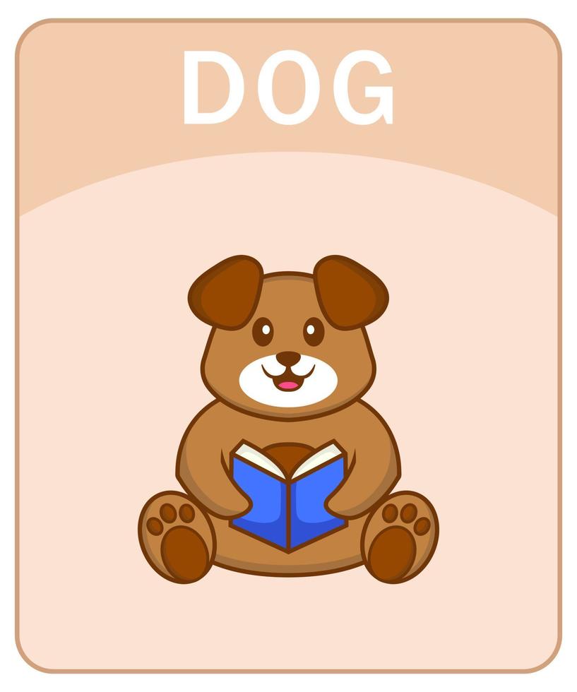 flashcard del alfabeto con personaje de dibujos animados lindo perro. vector